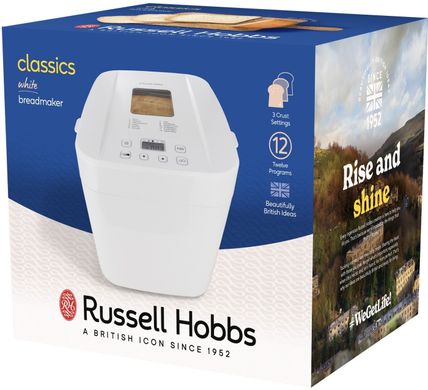 Russell Hobbs Хлебопечка 600Вт, программ-12, макс.вес -1кг, форма-прямоугольник, пластик, белый 27260-56 фото