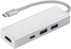 USB-хаб Hama Aluminium 2x USB-A, USB-C, HDMI Silver 00135756 фото
