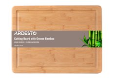 Доска кухонная Ardesto Midori с желобом, 40*30*1.9 см, бамбук AR1440BG фото