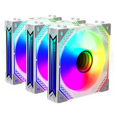 2E Gaming Корпусний вентилятор 2E GAMING Air Cool ACF120MB-ARGB, 3x120мм, 2000rpm, 4pin PWM +5VARGB, 20.5dBa, білий 2E-ACF120MW-ARGB фото
