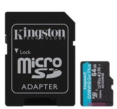 Карта пам'яті Kingston 64GB microSDXC C10 UHS-I U3 A2 R170/W90MB/s Canvas Go Plus + SD адаптер - купити в інтернет-магазині Coolbaba Toys