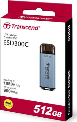 Transcend Портативний SSD 512GB USB 3.1 Gen 2 Type-C ESD300 Blue TS512GESD300C фото