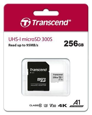 Transcend Карта пам'яті microSD 256GB C10 UHS-I R100/W40MB/s + SD TS256GUSD300S-A фото