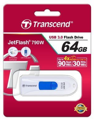 Transcend Накопитель 64GB USB 3.1 Type-A JetFlash 790 White TS64GJF790W фото