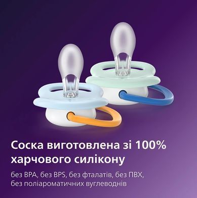AVENT Пустушка Avent Ultra Air, 0-6 міс., 2шт, дизайн для хлопчиків. SCF080/23 фото