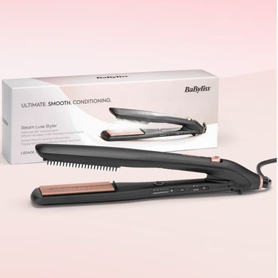 BaByliss Випрямитель Babyliss Steam Lux Styler, 56Вт, темп.режимов-5, 170-210 &deg;C, термо коврик, керамика, черный ST596E фото