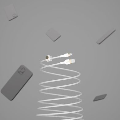 Belkin Кабель USB-A - Lightning плетений, силіконовий, з ремінцем на магніті, 1м, білий CAA010BT1MWH фото
