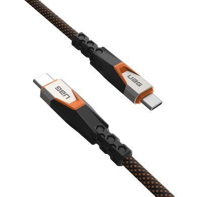 UAG Кабель USB-C > USB-C 3.2 зарядки/синхронизации 0.75м, 240Вт, Type-C, Rugged Double Braided Nylon, Black/Orange 9B4415114097 фото