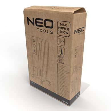 Neo Tools Обігрівач оливний, 20м2, 1500Вт, мех. упр-ння, 7 секцій, білий 90-151 фото