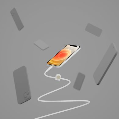 Belkin Кабель USB-A - Lightning плетений, силіконовий, з ремінцем на магніті, 1м, білий CAA010BT1MWH фото