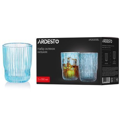 ARDESTO Набор стаканов низких, 300мл, 2шт, стекло, голубой AR2630SBL фото