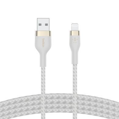 Belkin Кабель USB-A - Lightning плетений, силіконовий, з ремінцем на магніті, 1м, білий CAA010BT1MWH фото