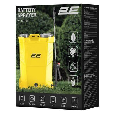 2E Обприскувач акумуляторний AquaSpray 16LR 16л 12В 1х8А&middot;год 4.5бар 2.9л&middot;хв 4.9кг вольтметр 2E-16LBS фото