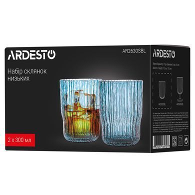 ARDESTO Набор стаканов низких, 300мл, 2шт, стекло, голубой AR2630SBL фото