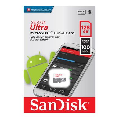 Карта пам'яті SanDisk microSD 128GB C10 UHS-I R100MB/s Ultra SDSQUNR-128G-GN6MN фото