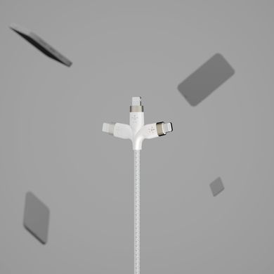 Belkin Кабель USB-A - Lightning плетений, силіконовий, з ремінцем на магніті, 1м, білий CAA010BT1MWH фото