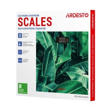 ARDESTO Ваги підлогові Leaves.150кг, AAAx2 в комплекті, скло, багатокольорові SCB-965LEAVES фото