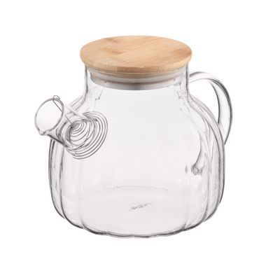 ARDESTO Tea pot Iceberg 1000ml, borosilicate glass, bamboo, transparent