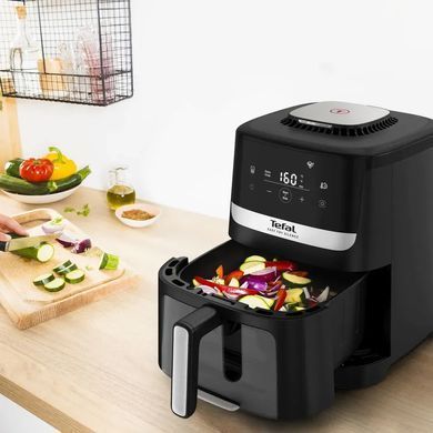 Tefal Мультипіч Easy Fry Silence Vision, 1670Вт, чаша-5л, сенсорне керув., 10 програм, з віконцем, пластик, чорний EY5568E0 фото