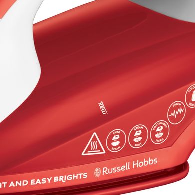 Праска Russell Hobbs Light & Easy Brights Apple, 2600Вт, 240мл, паровий удар -115гр, постійна пара - 35гр, керам. підошва, червоний 26481-56 фото