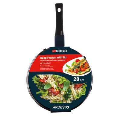 ARDESTO Сковорода глубокая с кришкой Gemini Gourmet Andria, 28см, алюминий, черный AR1928GMG фото