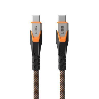 UAG Кабель USB-C > USB-C 3.2 зарядки/синхронизации 0.75м, 240Вт, Type-C, Rugged Double Braided Nylon, Black/Orange 9B4415114097 фото