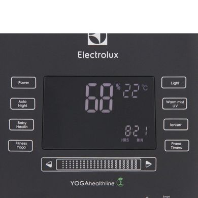 Зволожувач повітря Electrolux YOGAhealthline EHU-3810D 6.3 л, 50 м2, 550 мл/г, ультразвуковий, гігростат, аромакапсула, УФ лампа, стерилізація пари, підсвічуван EHU-3810D фото