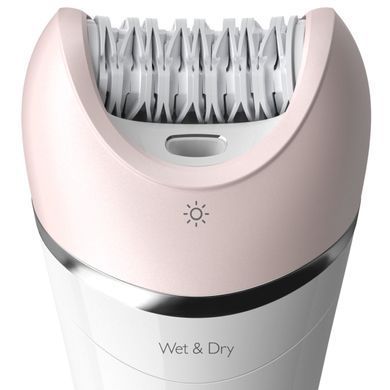 Philips Эпилятор 8000 series дисковый, аккумуляторный, пинцет.-32, влаж.+сух., с подсветкой, насадок-6, бело-розовый BRE721/00 фото