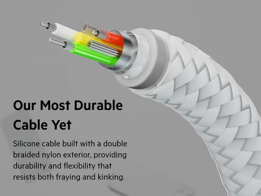Belkin Кабель USB-A - Lightning плетений, силіконовий, з ремінцем на магніті, 1м, білий CAA010BT1MWH фото