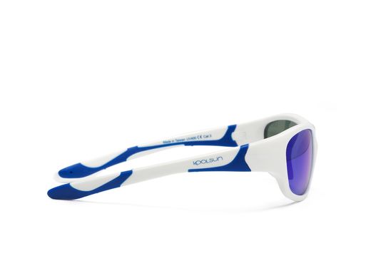 Дитячі сонцезахисні окуляри Koolsun біло-блакитні серії Sport (Розмір: 3+) KS-SPWHSH003 фото