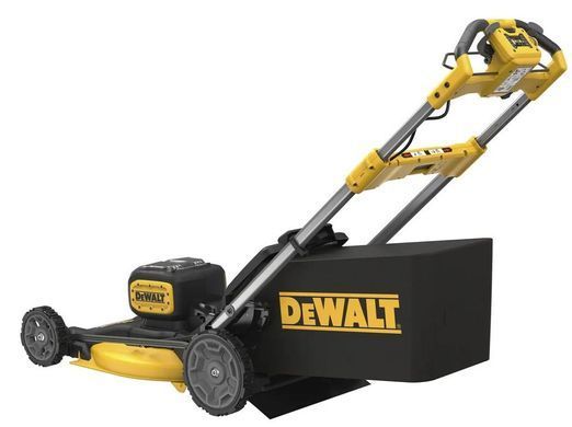 DeWALT Аккумуляторная газонокосилка, 2 аккумулятора по 18 В, 2 аккумулятора по 8 А&middot;ч, ширина реза 53 см, рабочий объем 67 л, высота среза 25&ndash;102 мм, вес 30 кг DCMWSP156W2 фото
