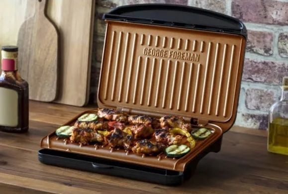 Russell Hobbs Гриль George Foreman 25811-56 Fit Grill Copper Medium, 1630 Вт, антипригарное покрытие, черный\медь 25811-56 фото