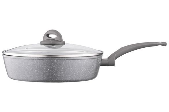 ARDESTO Сковорідка Gemini Gourmet з кришкою 28 см, сірий мармур, алюміній AR2428GGL фото