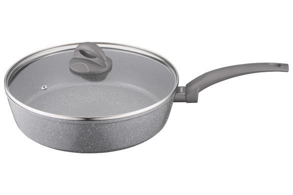 ARDESTO Сковорідка Gemini Gourmet з кришкою 28 см, сірий мармур, алюміній AR2428GGL фото