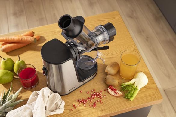 Gorenje Соковитискач Gorenje відцентрований 200Вт, чаша-0.4л, жмих-0.6л, жолоб XXL, пластик/метал, чорний JC200BE фото