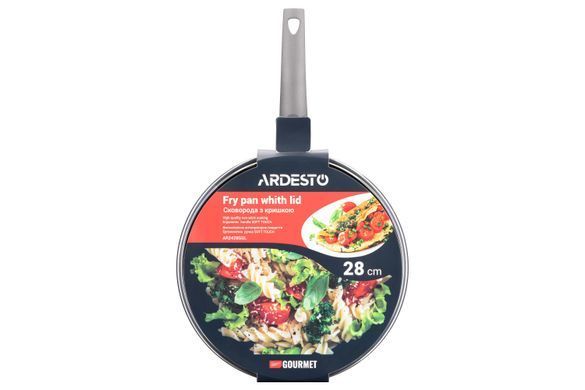 ARDESTO Сковорідка Gemini Gourmet з кришкою 28 см, сірий мармур, алюміній AR2428GGL фото