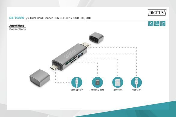Digitus Кардридер USB-C/USB 3.0 SD/MicroSD DA-70886 фото