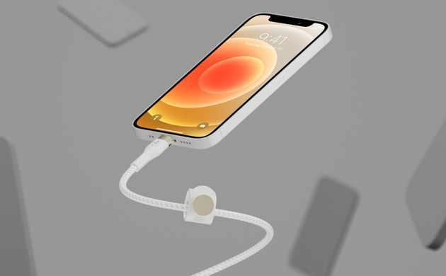 Belkin Кабель USB-A - Lightning плетений, силіконовий, з ремінцем на магніті, 1м, білий CAA010BT1MWH фото
