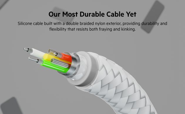 Belkin Кабель USB-A - Lightning плетений, силіконовий, з ремінцем на магніті, 1м, білий CAA010BT1MWH фото