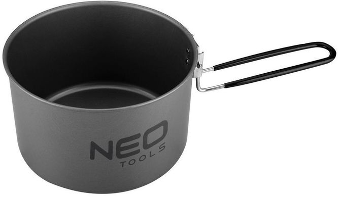 Набор посуды туристической Neo Tools, 3в1, чайник, кастрюля, сковорода, складные ручки, сертификат LFGB, 0.616кг 63-145 фото