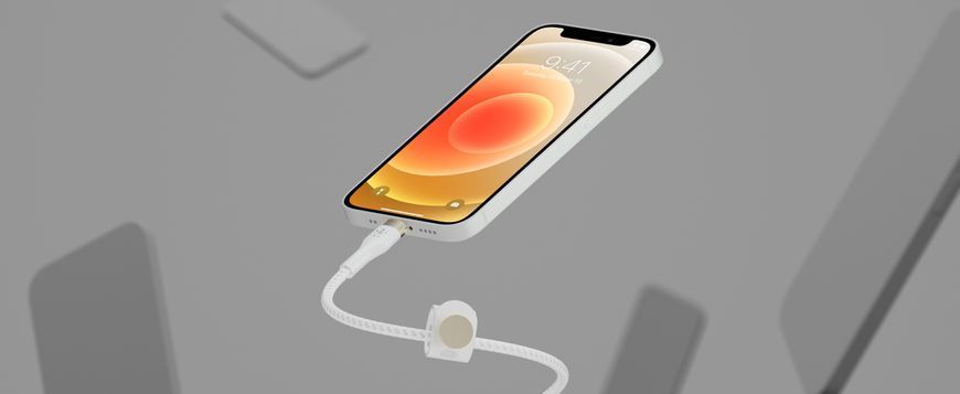 Belkin Кабель USB-A - Lightning плетений, силіконовий, з ремінцем на магніті, 1м, білий CAA010BT1MWH фото
