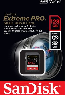 Карта памяти SanDisk SD 128GB C10 UHS-II U3 V90 R300/W260MB/s Extreme Pro SDSDXDK-128G-GN4IN фото