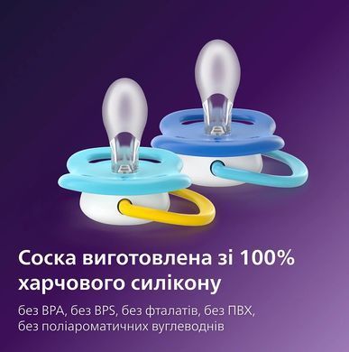 AVENT Пустушка Avent Ultra Air, 6-18 міс., 2шт, дизайн для хлопчиків. SCF080/26 фото