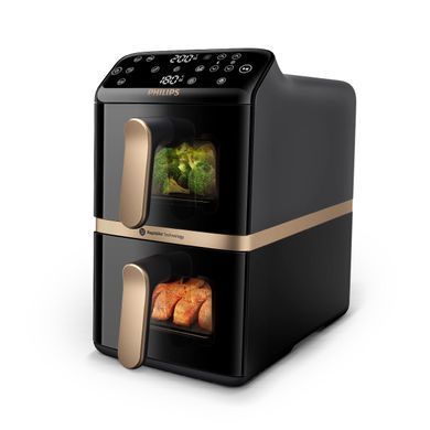 Philips Мультипіч Stacked Dual 2300Вт, чаша-5+5л, сенсорне управл., 6 авто. программ, пластик, чорний NA462/70 фото