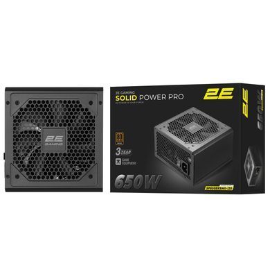 2E Gaming Блок живлення 2E GAMING Solid Power Pro ATX3.1 GEN5.0 (650W), >85%, 80+ Bronze, 120мм, 1xMB 24pin(20+4), 2xCPU 8pin(4+4), 3xMolex, 6xSATA, 4xPCIe 8pin(6+2), 1x12VHPWR, Semi Modular 2E-SP650BRSMII-120 фото