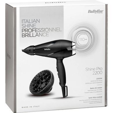BaByliss Фен, 2200Вт, режимов-2, дифузор, иониз-я, хол. обдув, черный 6713DE фото