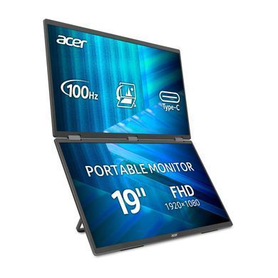 Acer Монітор портативний Dual Portable Acer 18.5" PD193QEbmiuux miniHDMI, 2xUSB-C, MM, IPS, 100Hz, 4ms UM.XP3EE.E01 фото