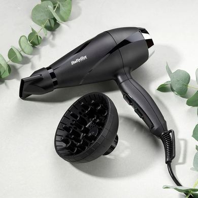 BaByliss Фен, 2200Вт, режимов-2, дифузор, иониз-я, хол. обдув, черный 6713DE фото