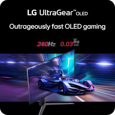 LG Монітор 27" 27GS95QE-B 2xHDMI, DP, USB, Audio, OLED, 2560x1440, 240Hz, 0.03ms, DCI-P3 98.5%, G-SYNC, FreeSync, AdaptiveSync, Pivot, DisplayHDR TRUE BLACK 400 27GS95QE-B фото