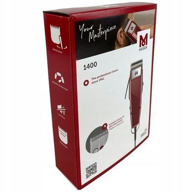 Moser Машинка для стрижки Moser Edition Burgundy, від мережі, вібраційний мотор, насадок-4, сталь, бордовий 1400-0278 фото
